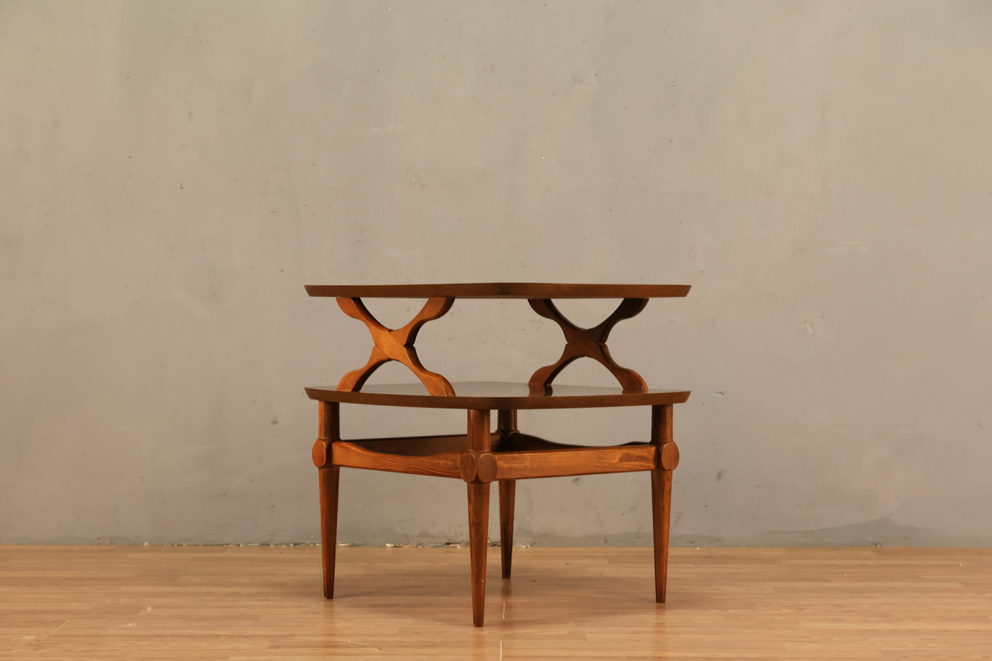Walnut & Laminate 2-Tier End Table