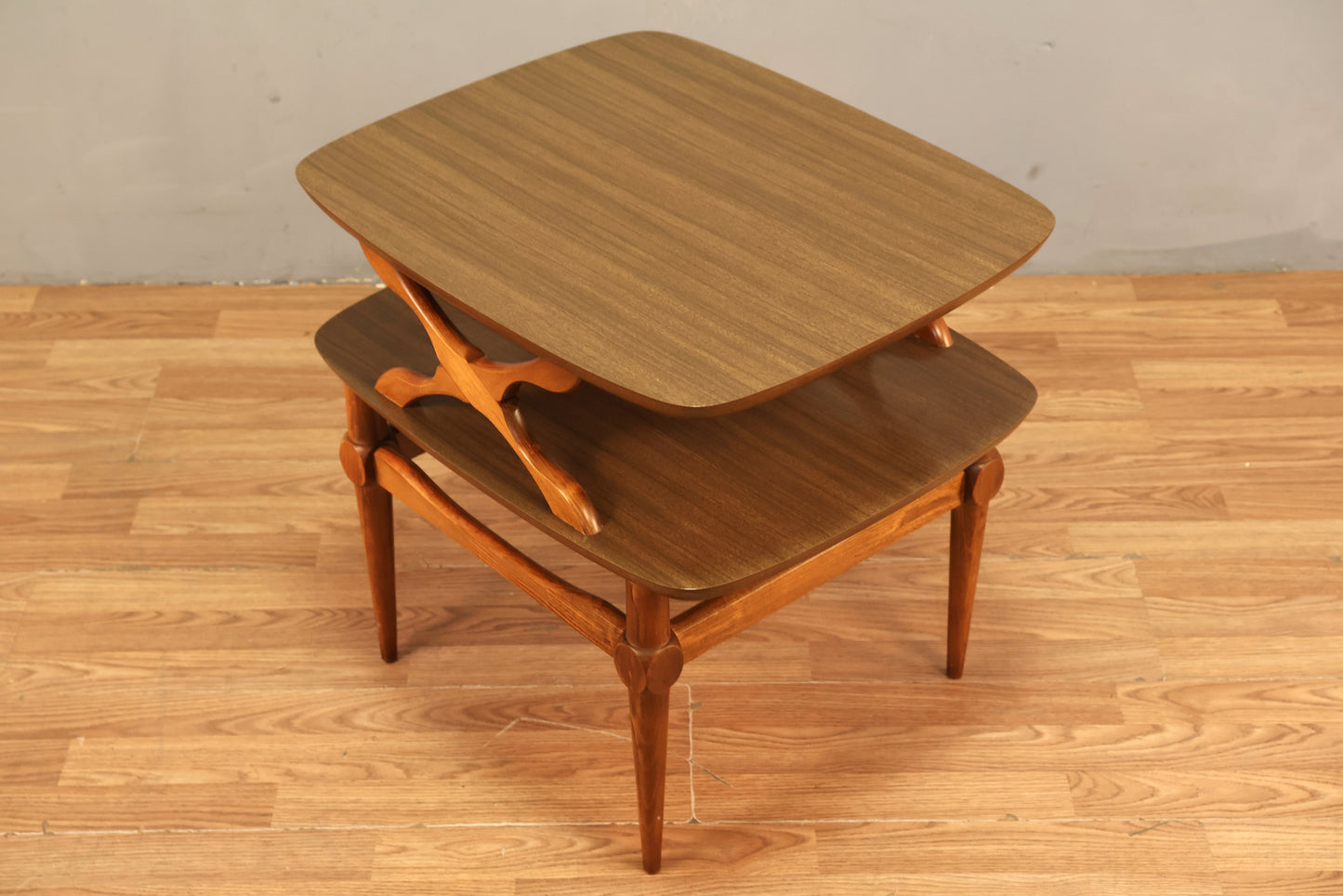 Walnut & Laminate 2-Tier End Table