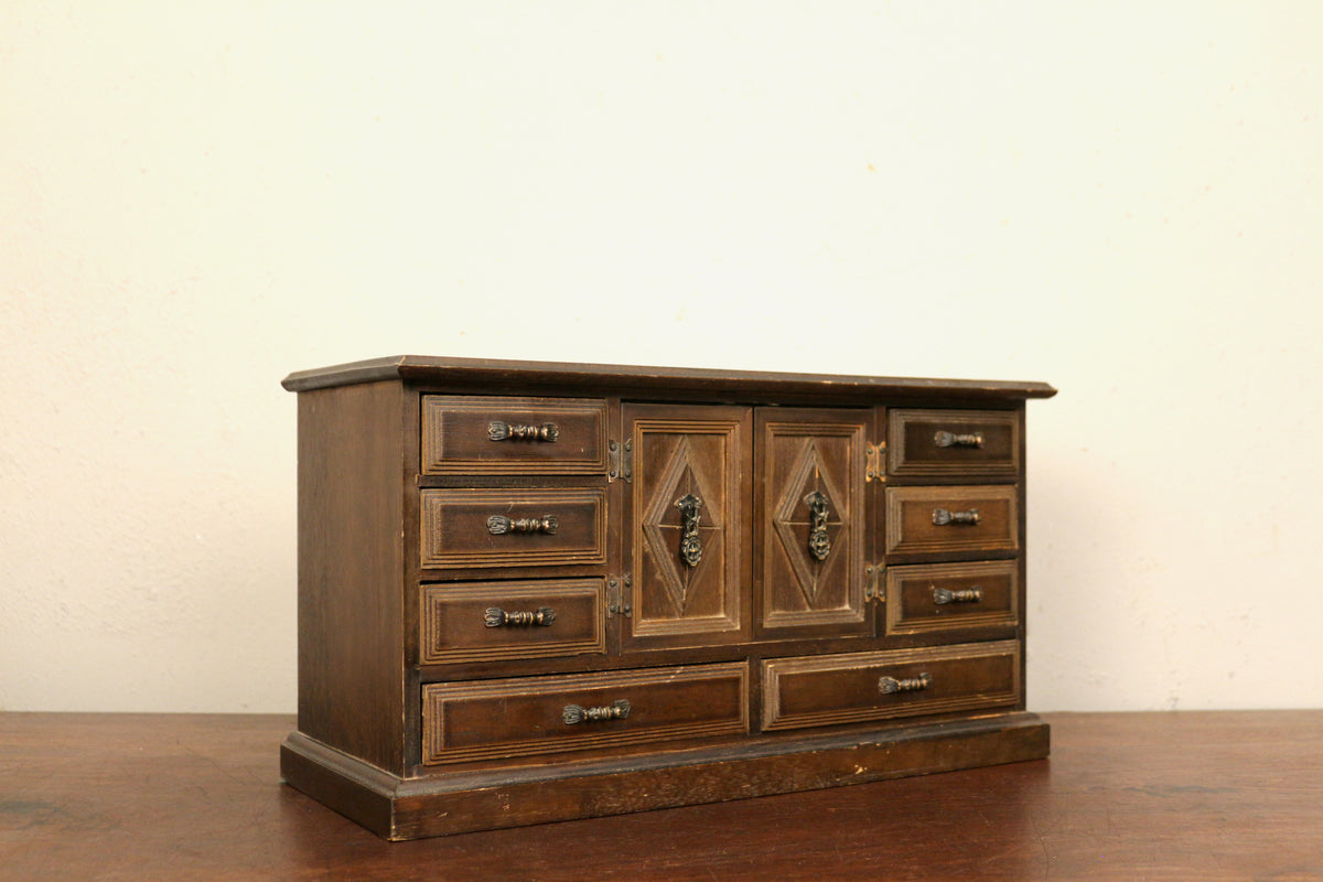Antique Wooden 11-Drawer Jewelry Box