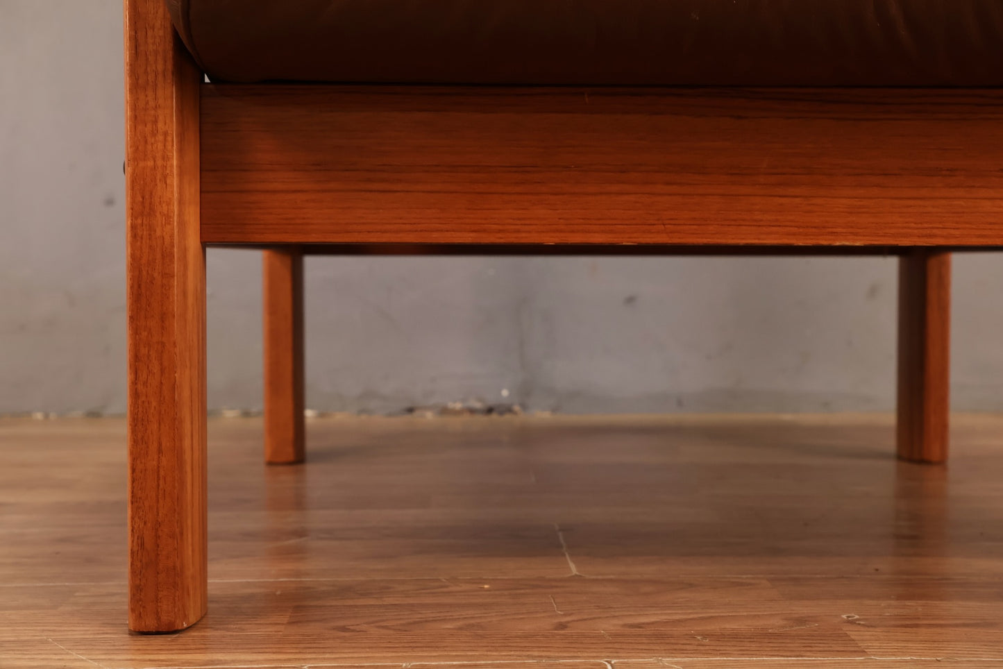Ekornes Brown Leather & Teak Lounge Chair - ONLINE ONLY