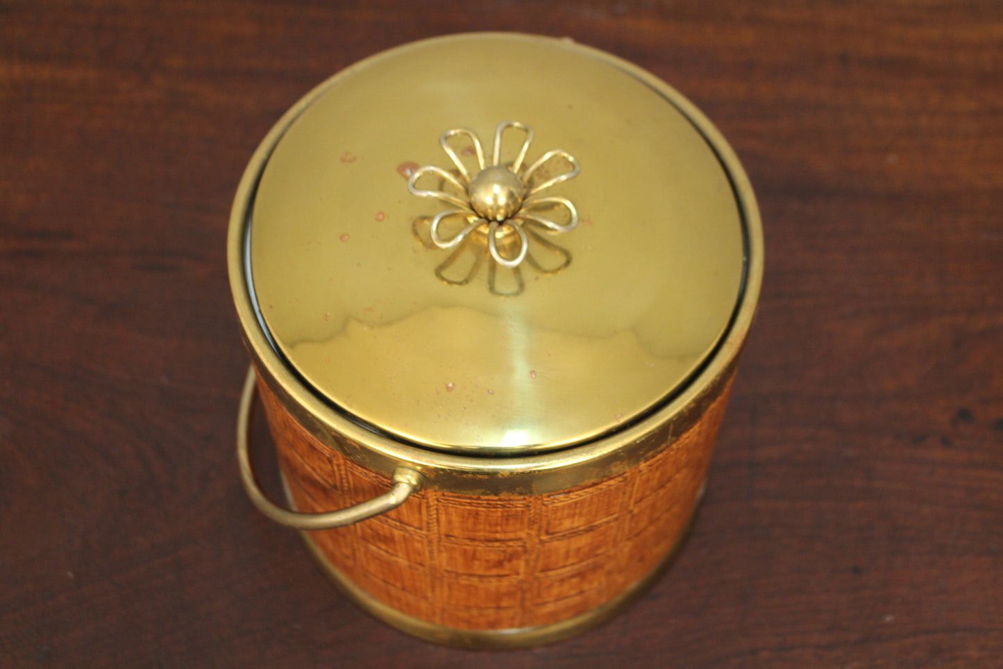 Embossed Vinyl & Gold Ice Bucket