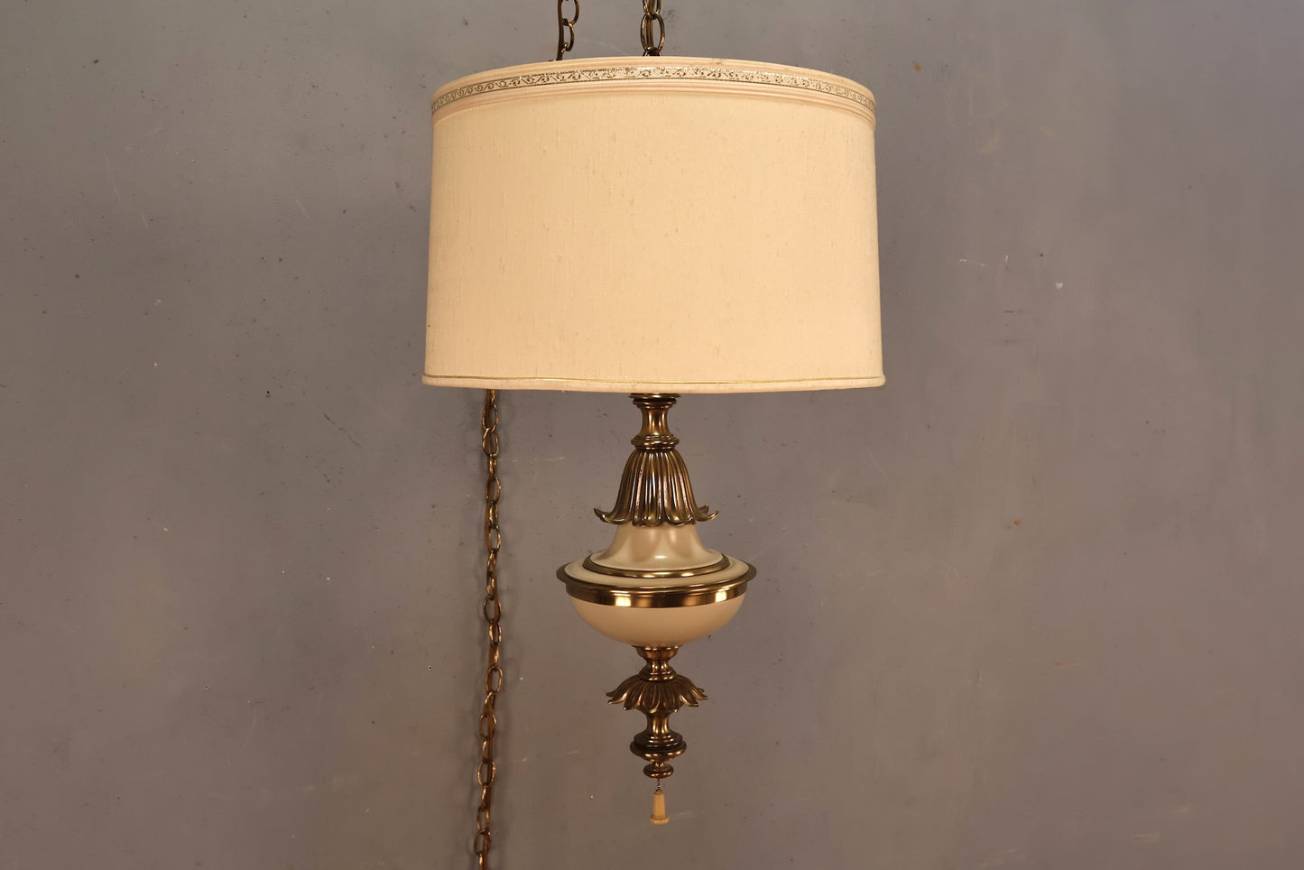 Stiffel Cream & Brass Swag Lamp