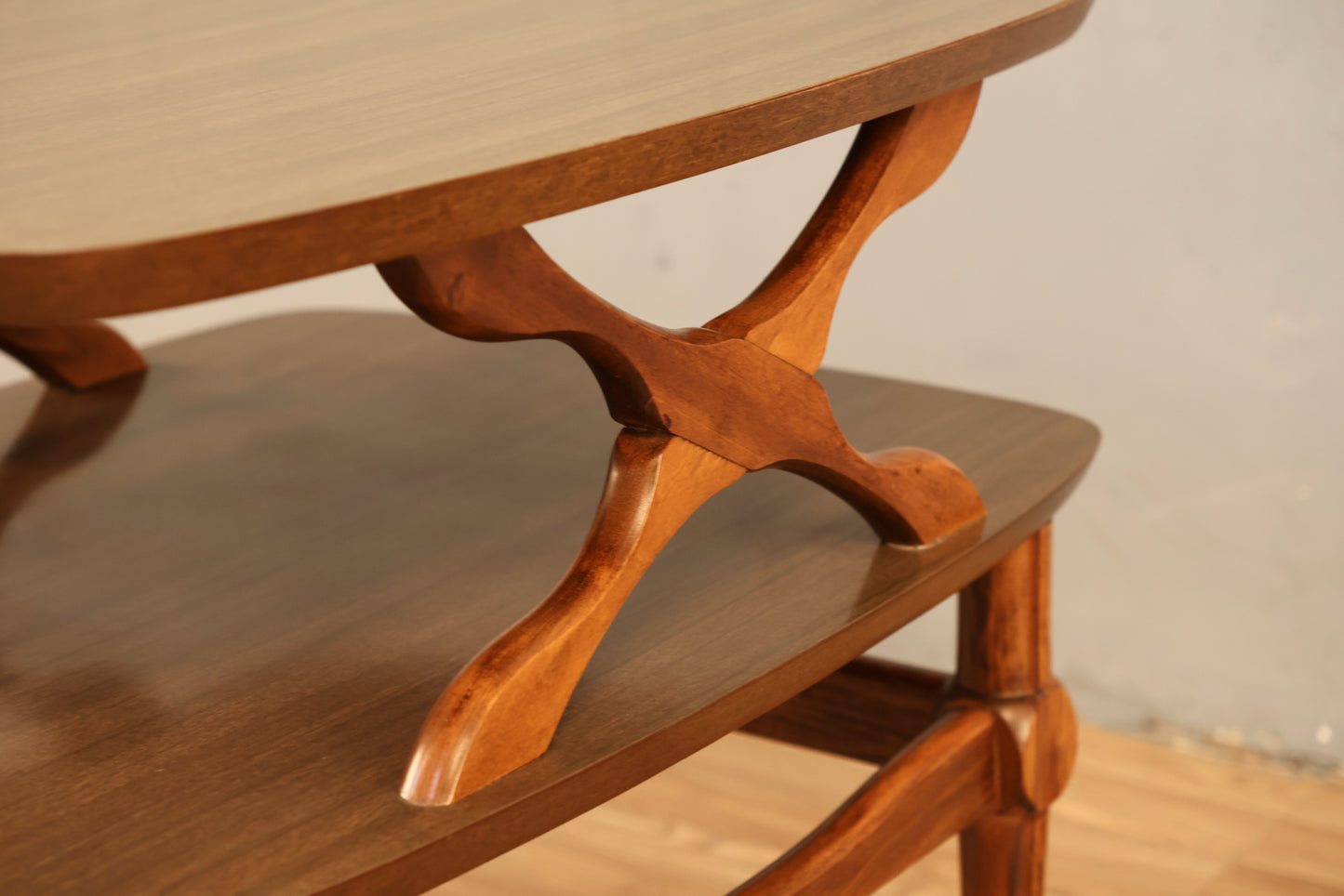 Walnut & Laminate 2-Tier End Table