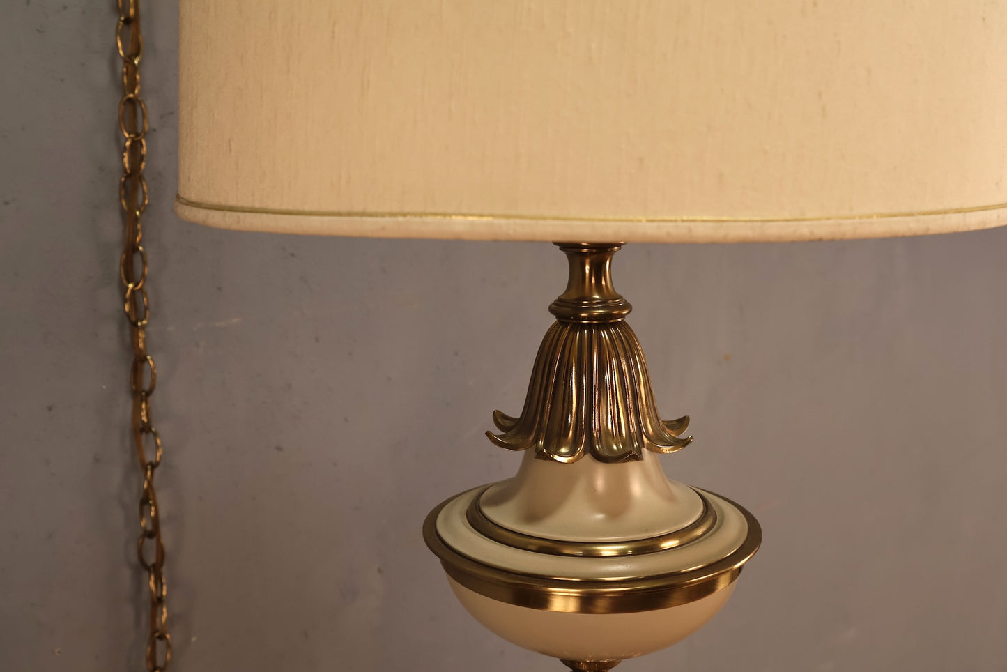 Stiffel Cream & Brass Swag Lamp