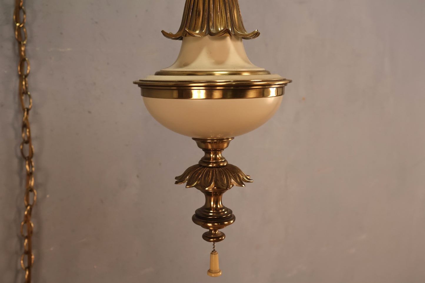 Stiffel Cream & Brass Swag Lamp