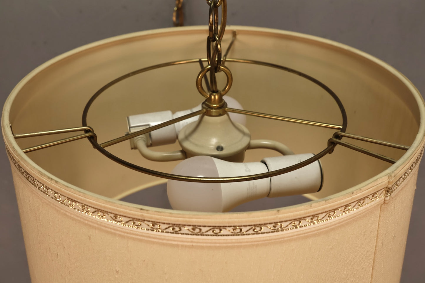 Stiffel Cream & Brass Swag Lamp