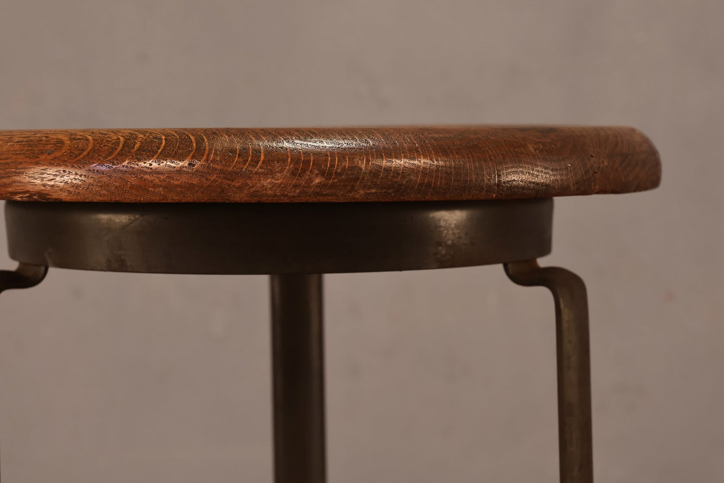 Industrial Oak & Iron Swivel Stool V - ONLINE ONLY