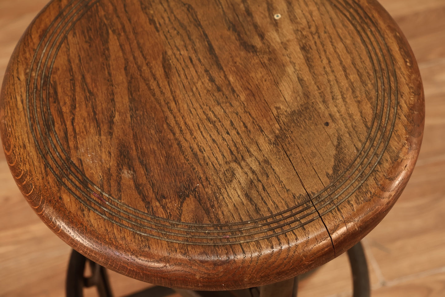 Industrial Oak & Iron Swivel Stool V - ONLINE ONLY