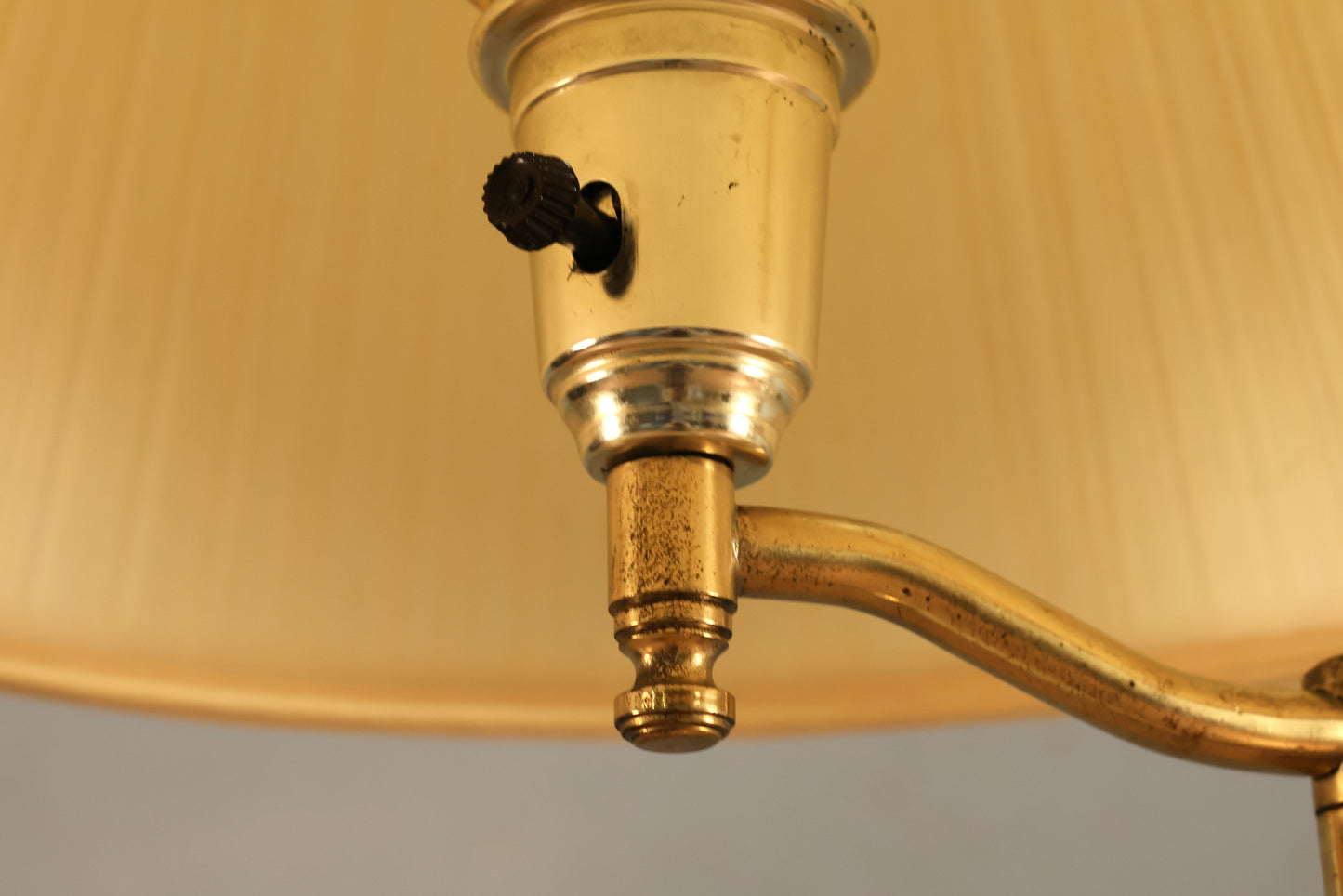 Brass & Walnut Swing-Arm Floor Lamp