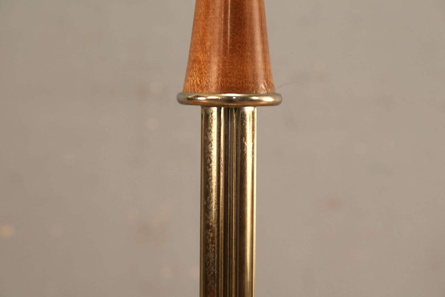 Brass & Walnut Swing-Arm Floor Lamp