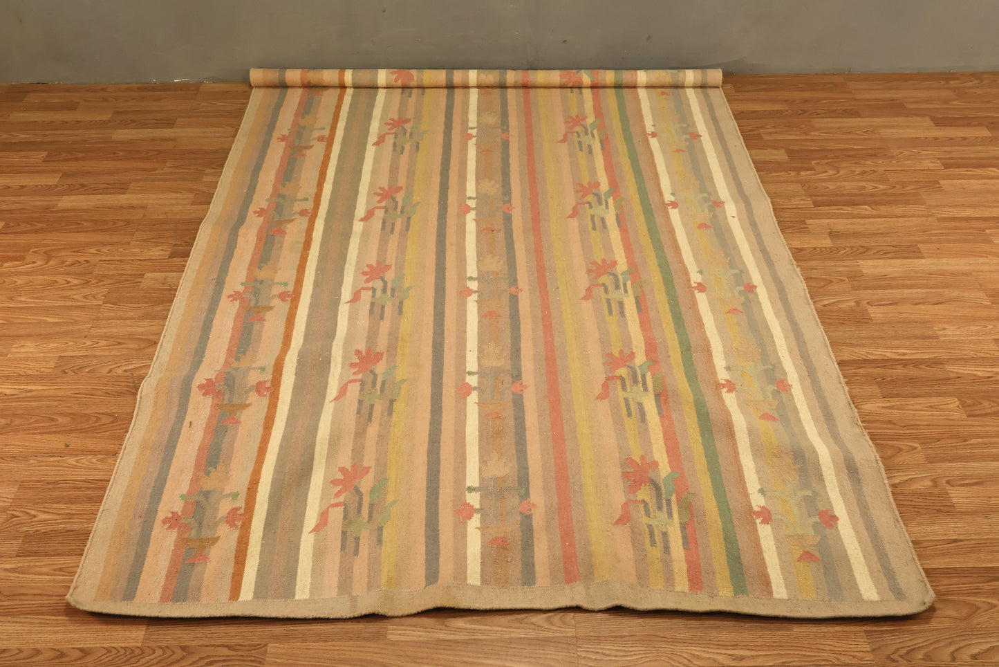 Woven Striped Tulips Rug