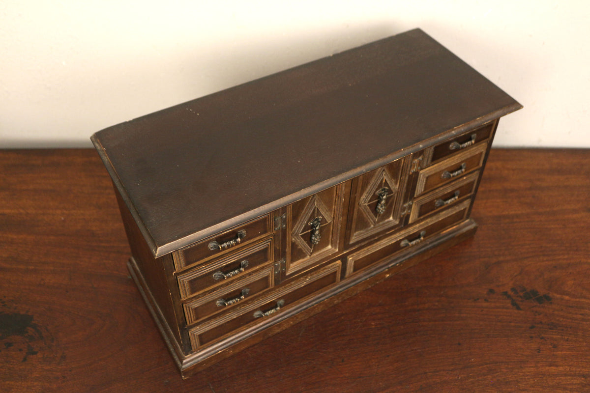 Antique Wooden 11-Drawer Jewelry Box