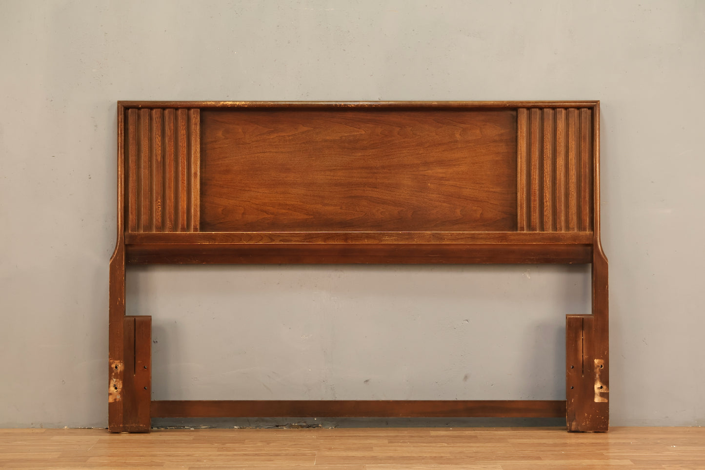 Mid Century Ridged Walnut Full Headboard - ONLINE ONLY