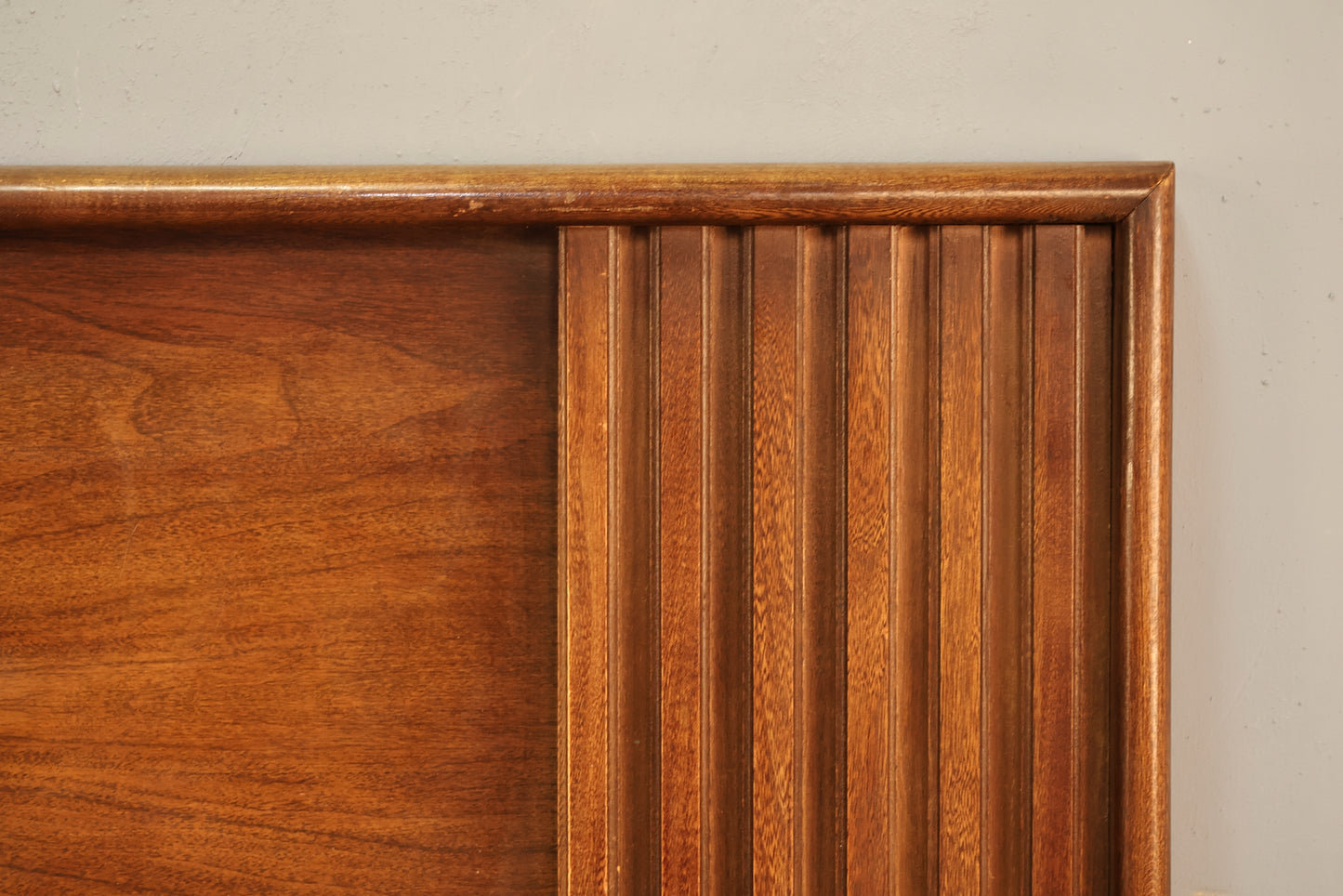 Mid Century Ridged Walnut Full Headboard - ONLINE ONLY