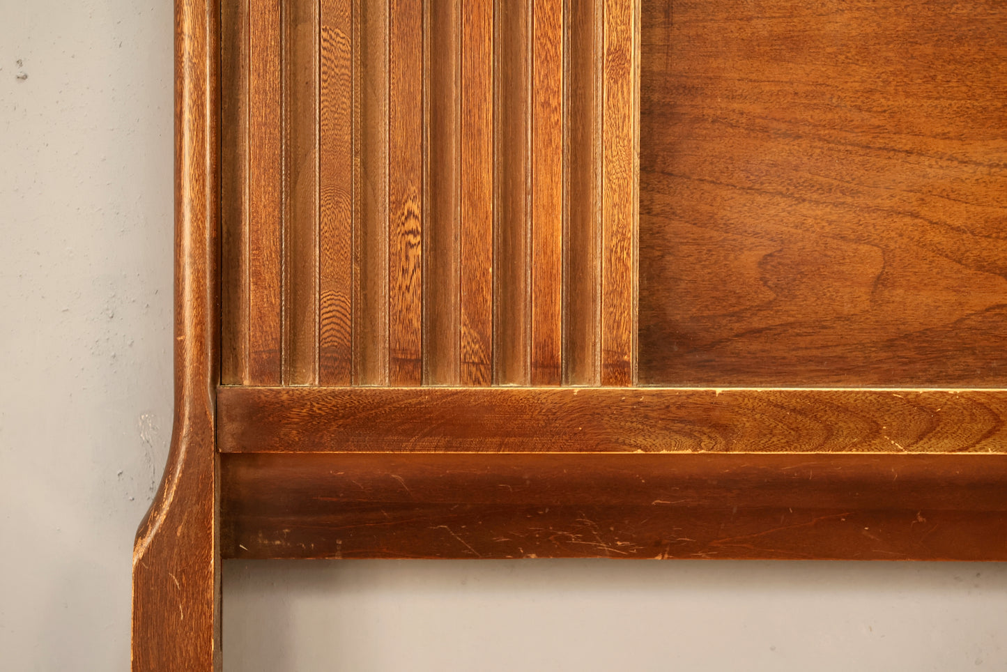 Mid Century Ridged Walnut Full Headboard - ONLINE ONLY