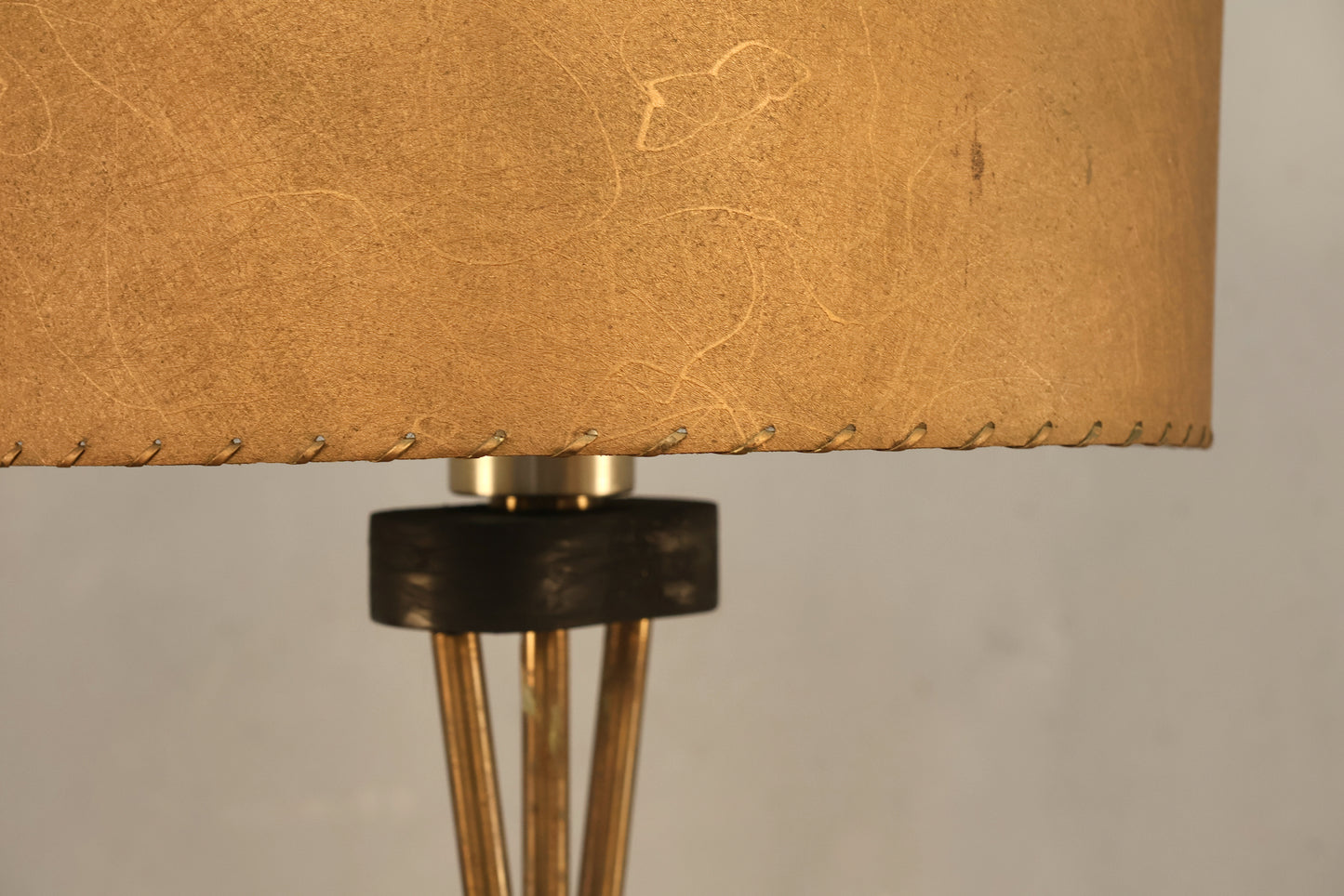 Atomic Brass & Glass Side Table Floor Lamp