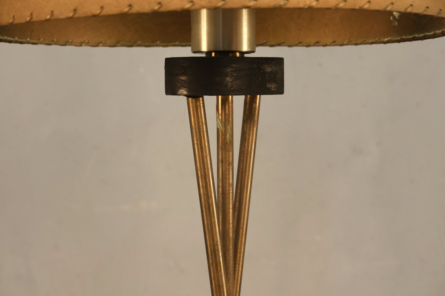 Atomic Brass & Glass Side Table Floor Lamp