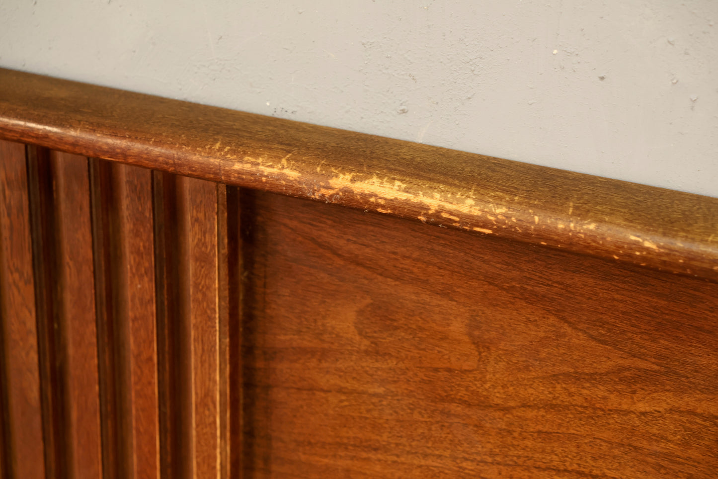 Mid Century Ridged Walnut Full Headboard - ONLINE ONLY