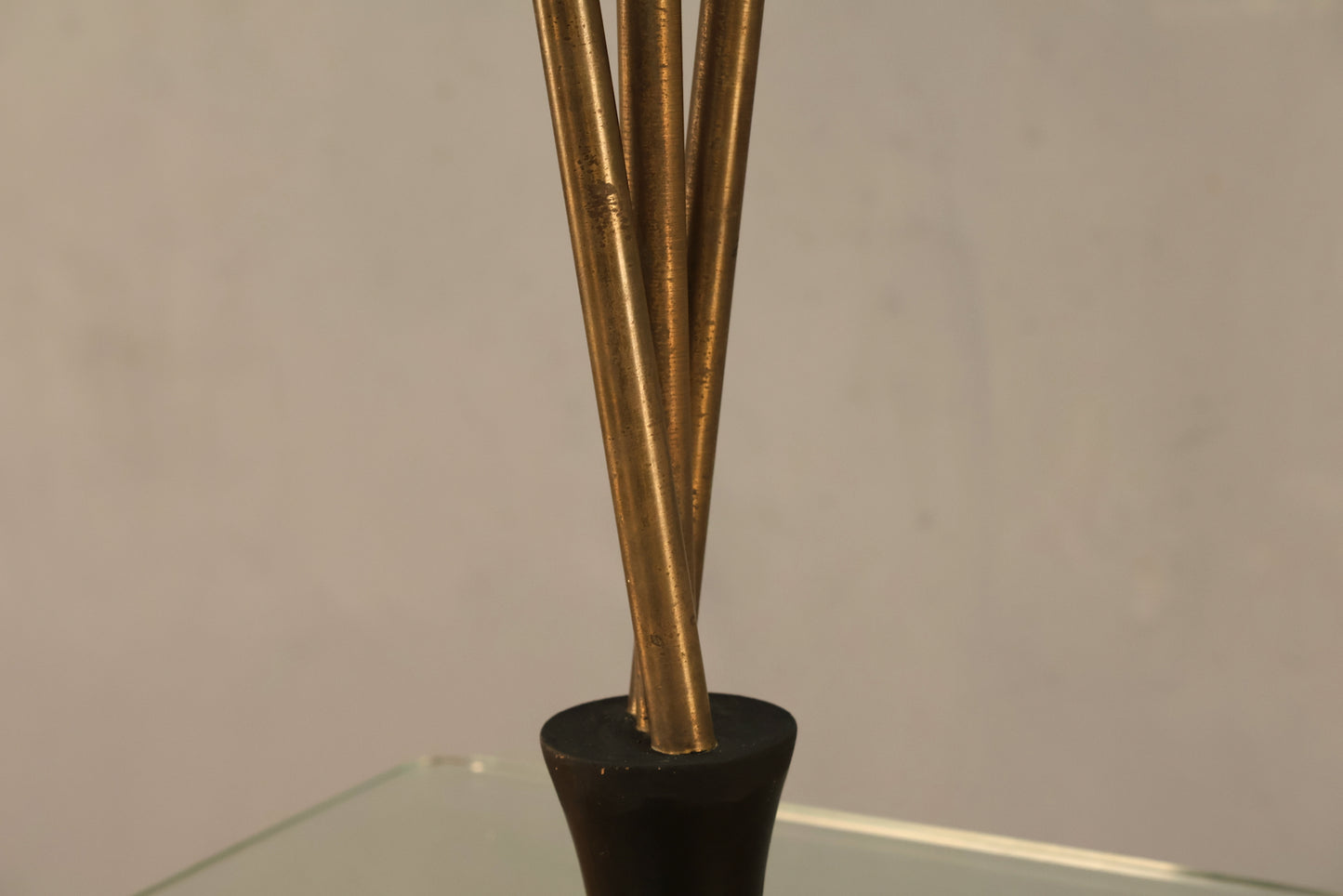 Atomic Brass & Glass Side Table Floor Lamp