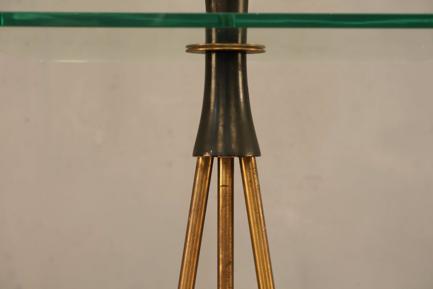 Atomic Brass & Glass Side Table Floor Lamp