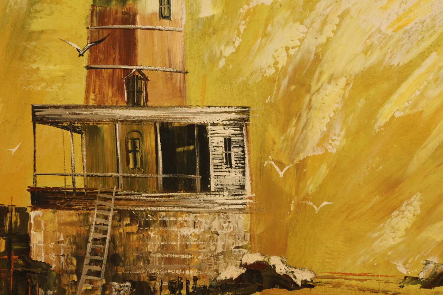 Large "Lighthouse at Dusk" Lee Reynolds Painting