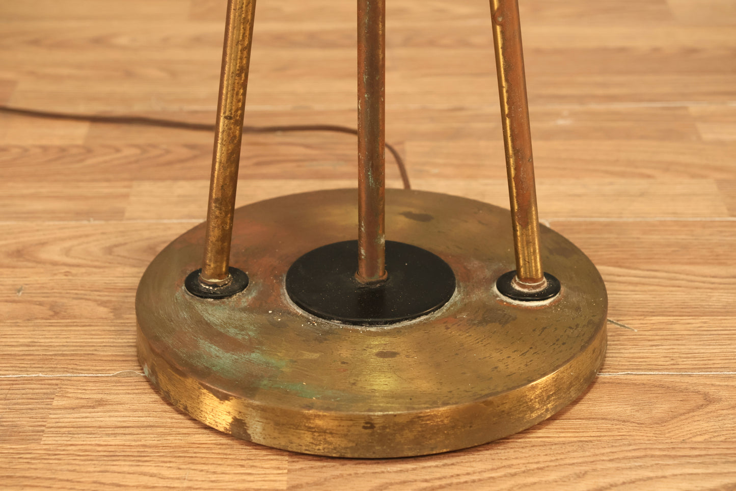 Atomic Brass & Glass Side Table Floor Lamp