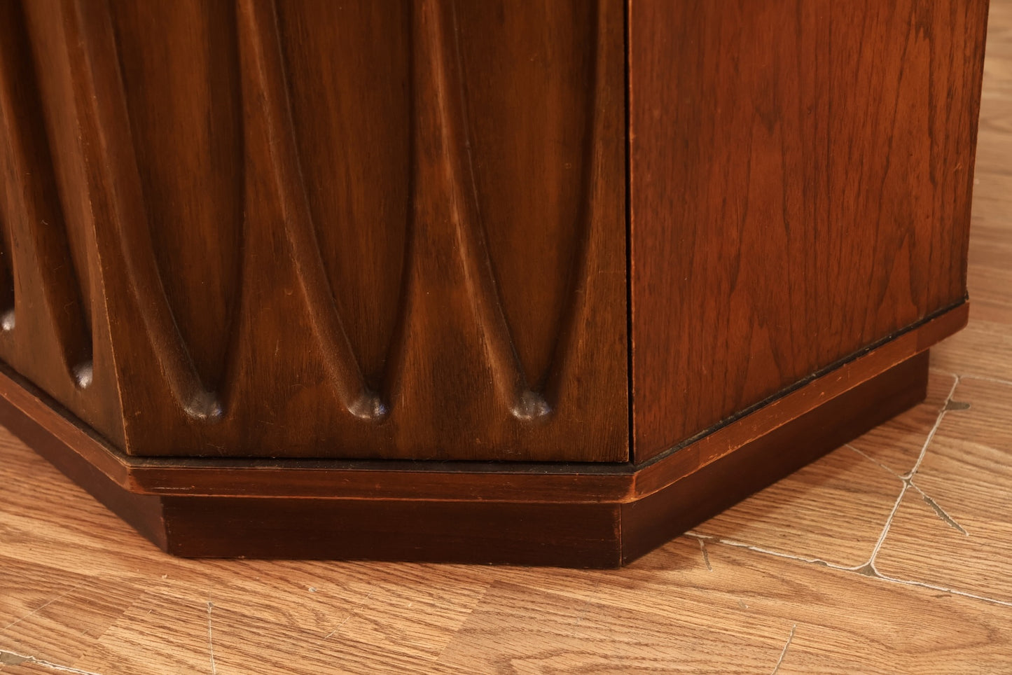 Walnut & Laminate Drum End Table - ONLINE ONLY