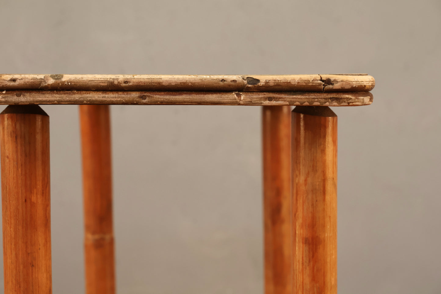 Distressed Bamboo & Laminate 2-Tier Side Table