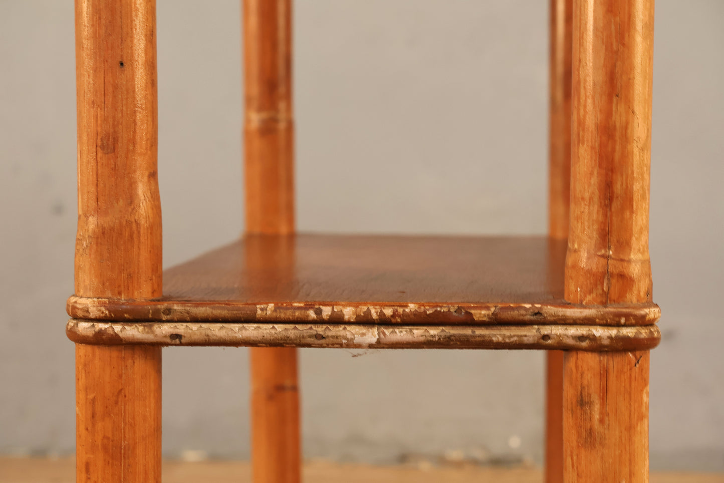 Distressed Bamboo & Laminate 2-Tier Side Table