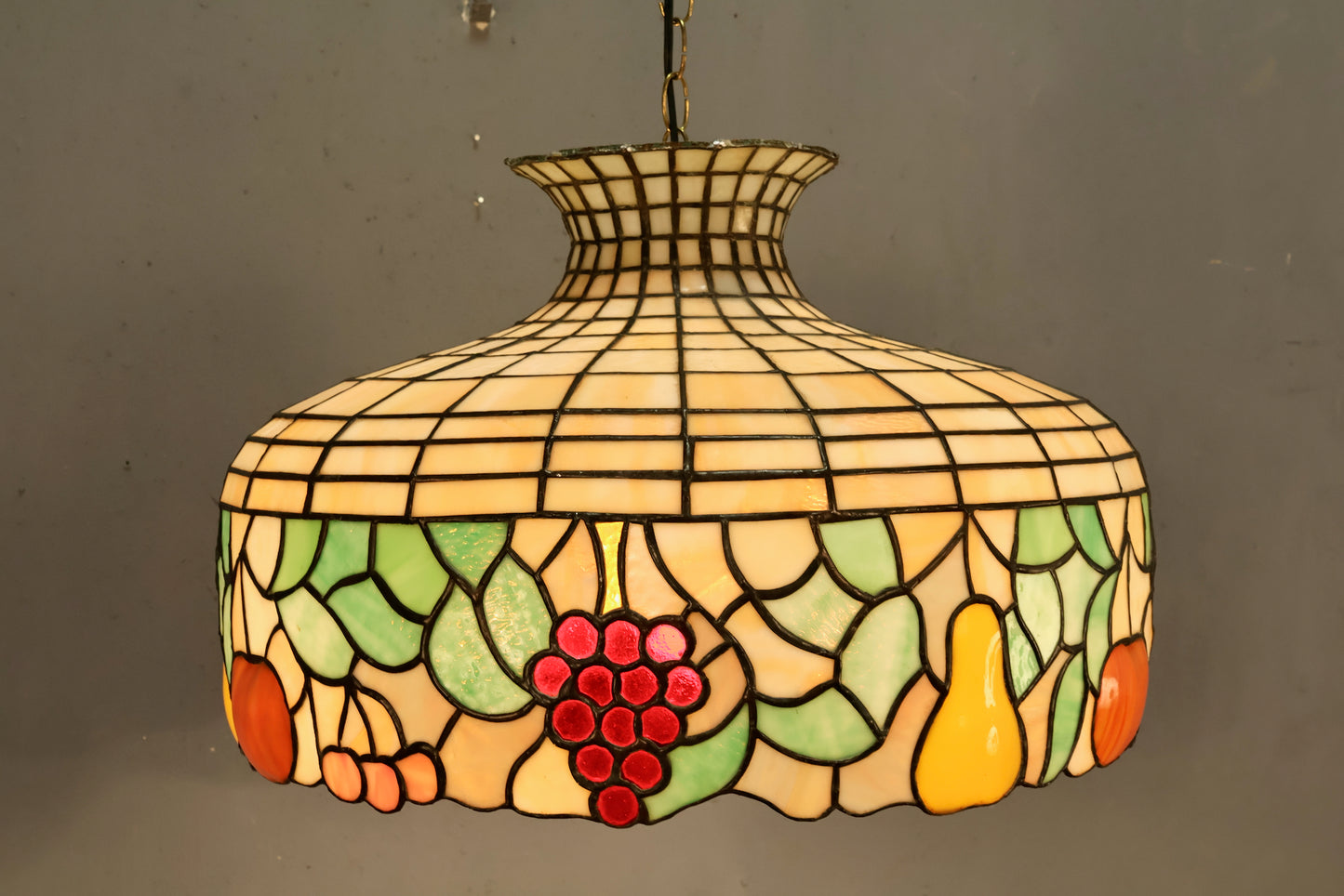 Large Tutti Frutti Stained Glass Swag Lamp