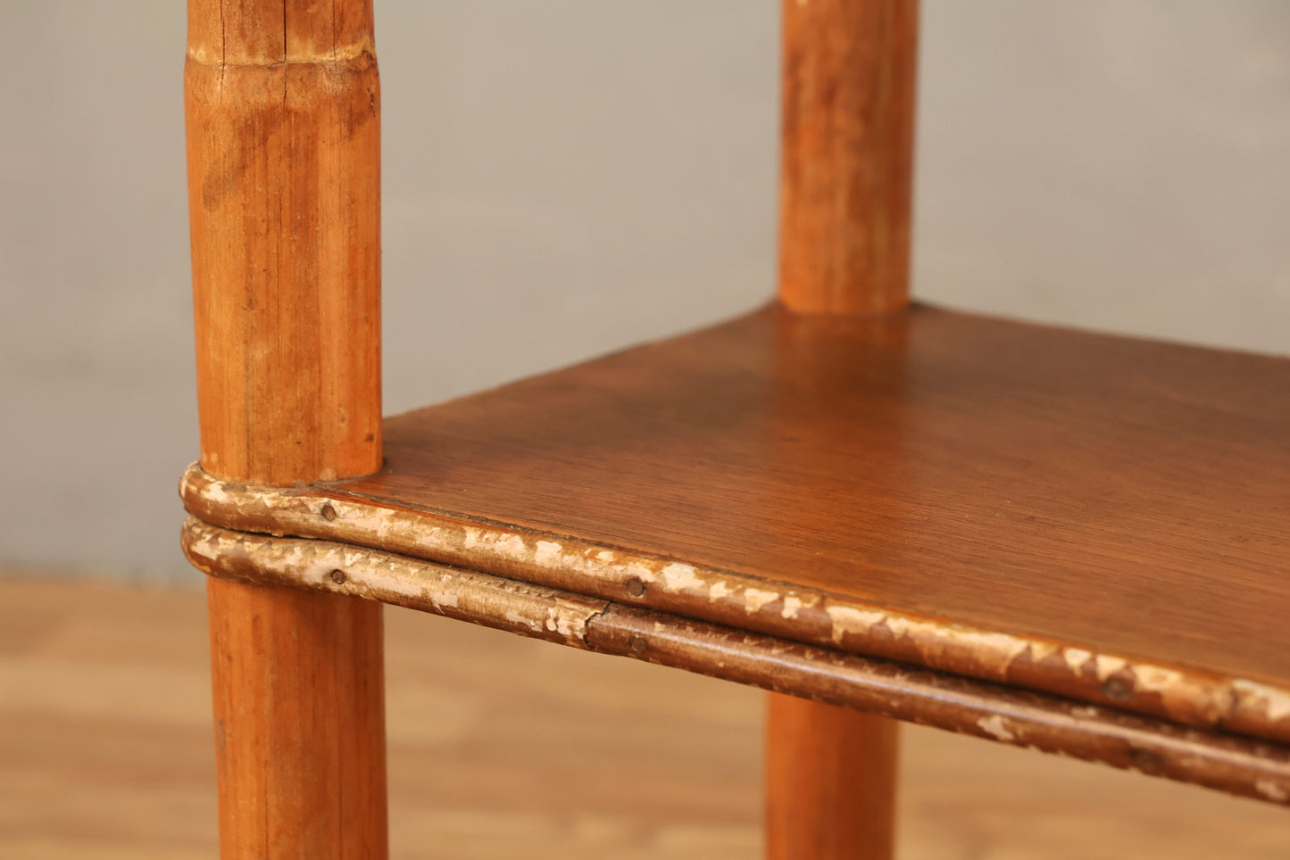 Distressed Bamboo & Laminate 2-Tier Side Table