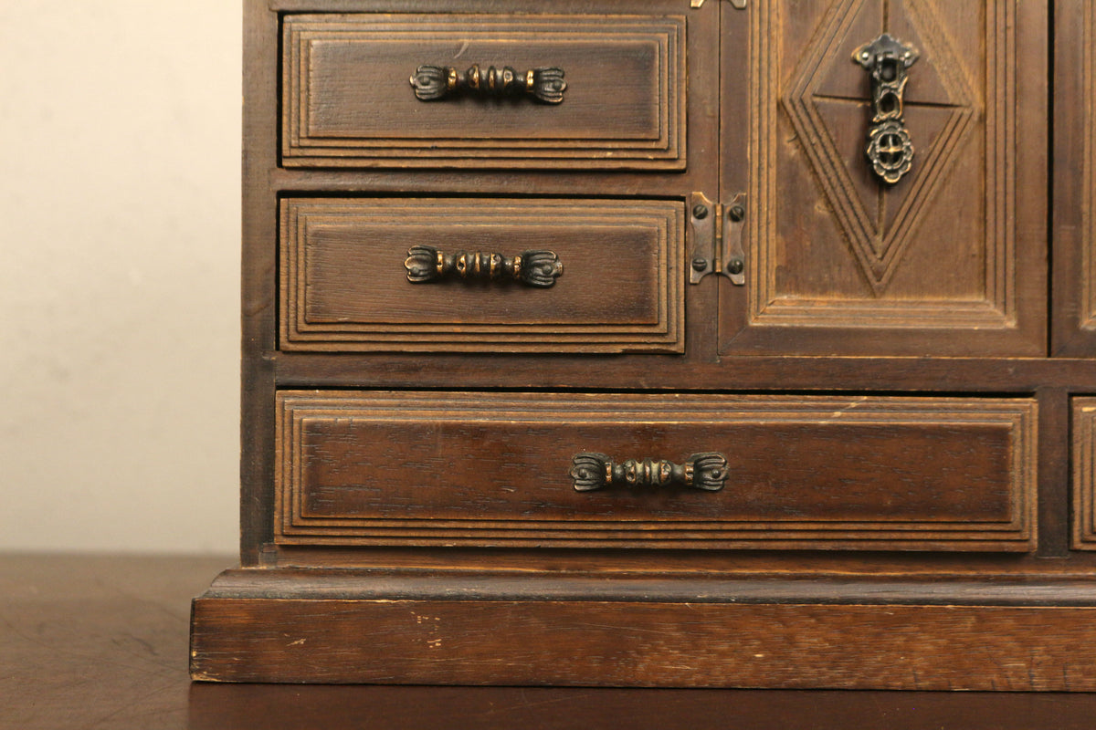Antique Wooden 11-Drawer Jewelry Box