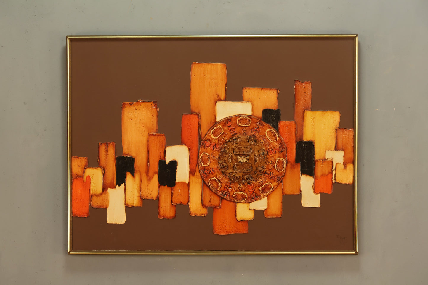 Large Mid Century "Medallion" Impasto Painting