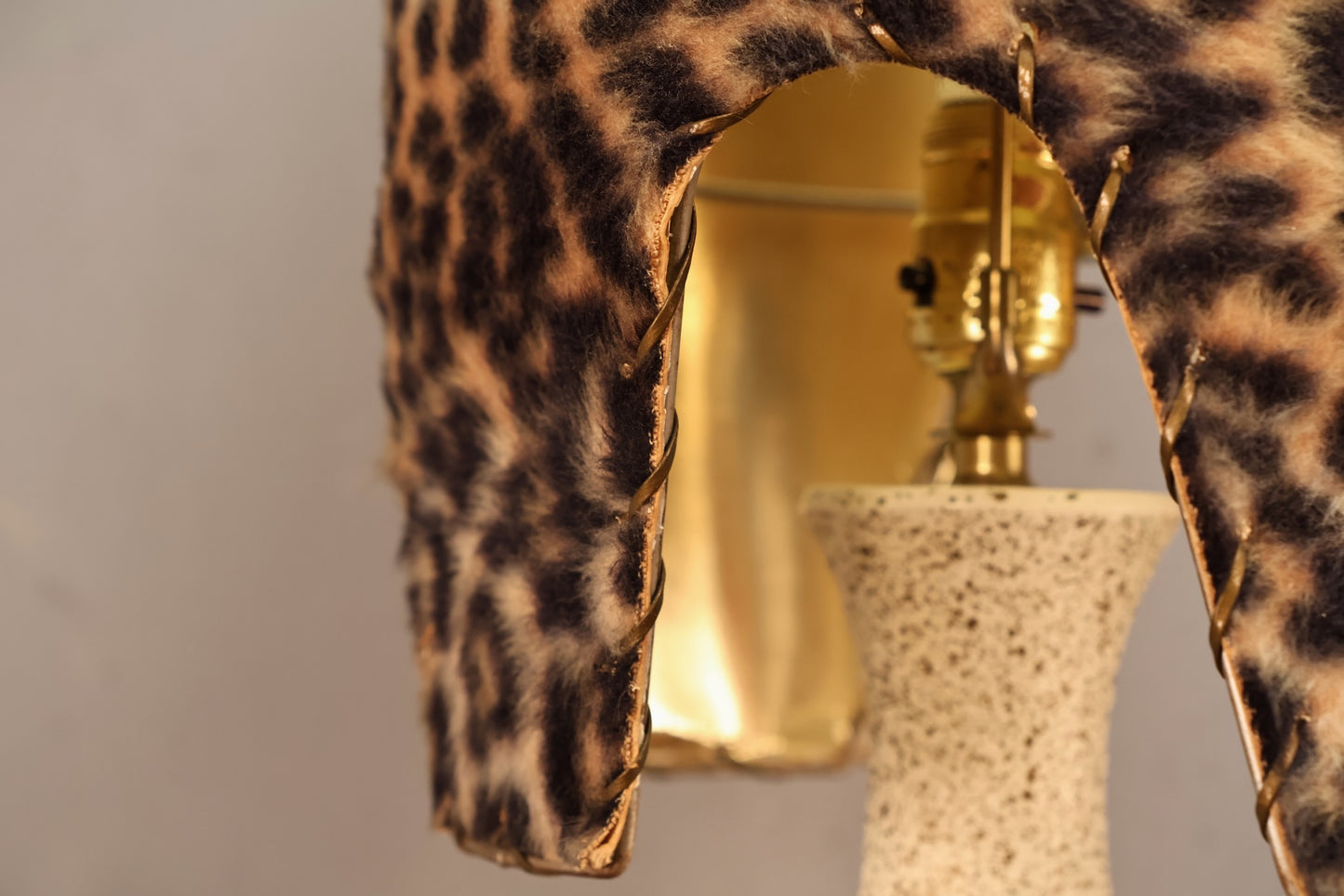 Mid Century Chalkware & Cheetah Table Lamp
