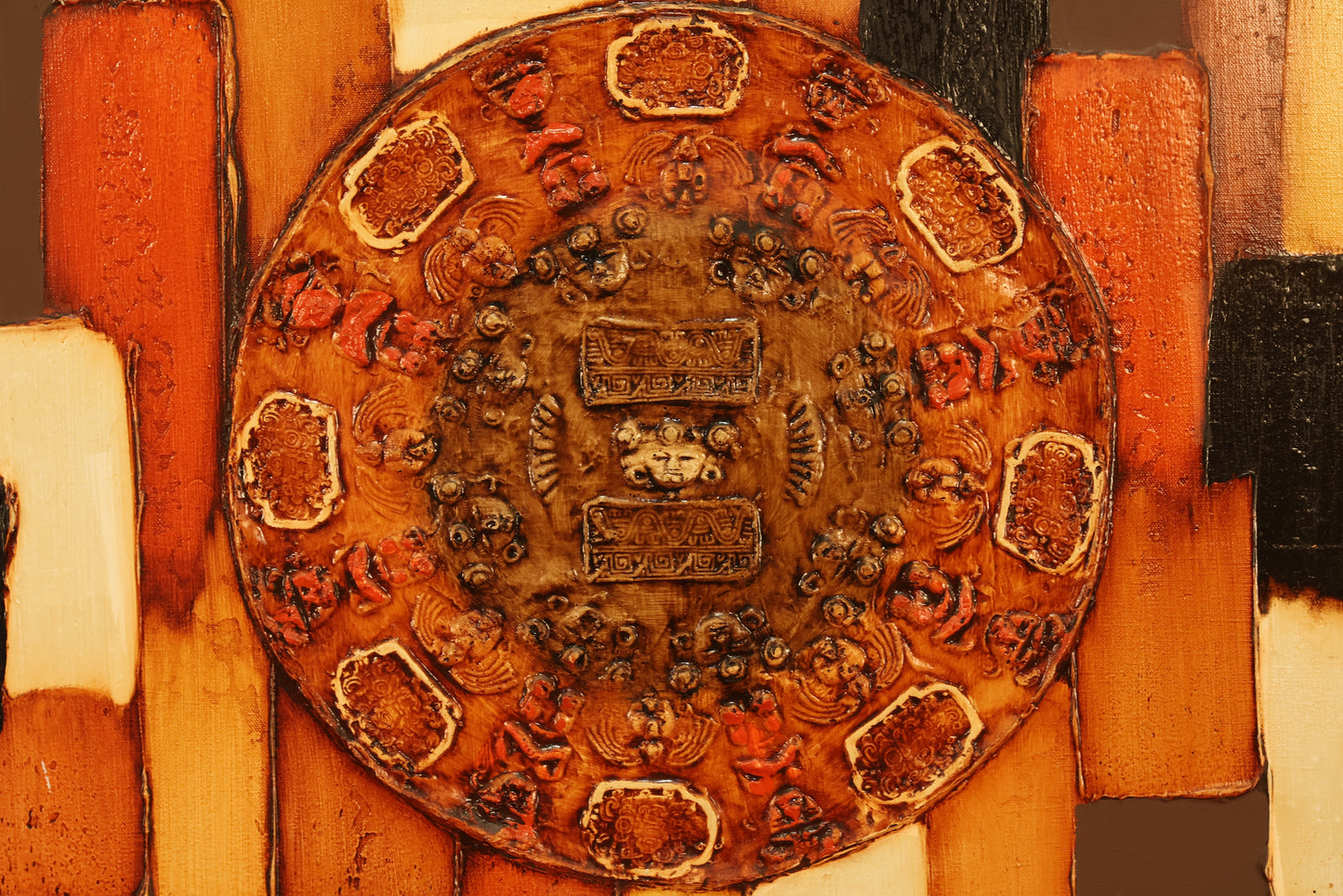 Large Mid Century "Medallion" Impasto Painting