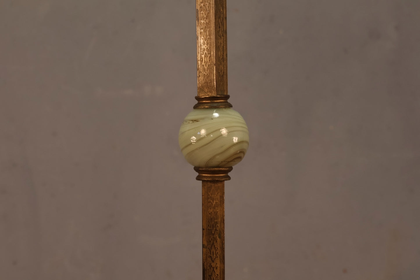Antique Brass & Jadeite Floor Lamp