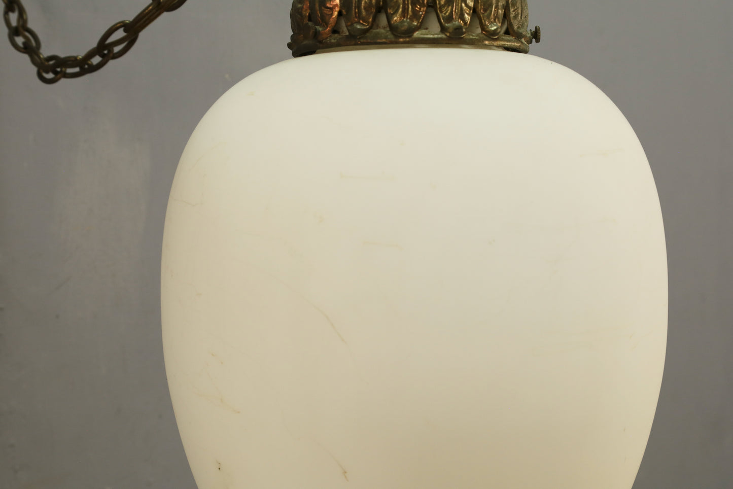 Ornate Brass & Frosted Glass Swag Lamp