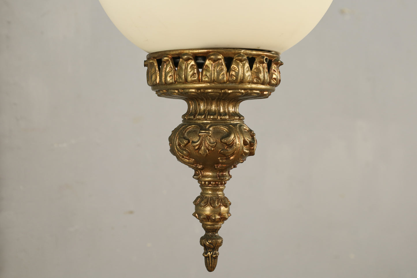 Ornate Brass & Frosted Glass Swag Lamp