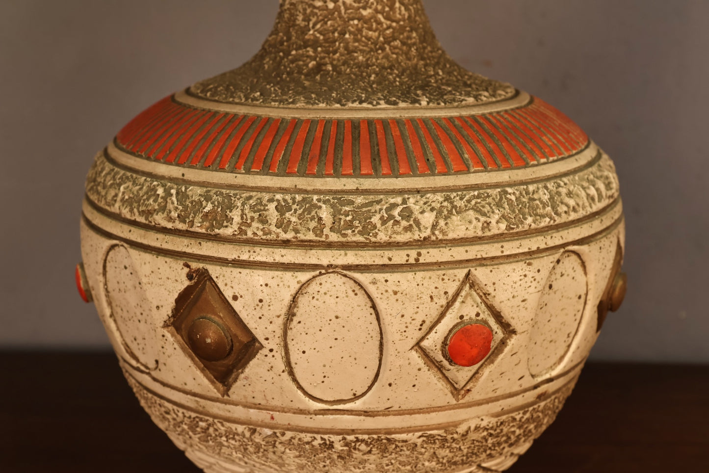 Mid Century Chalkware Diamonds Table Lamp