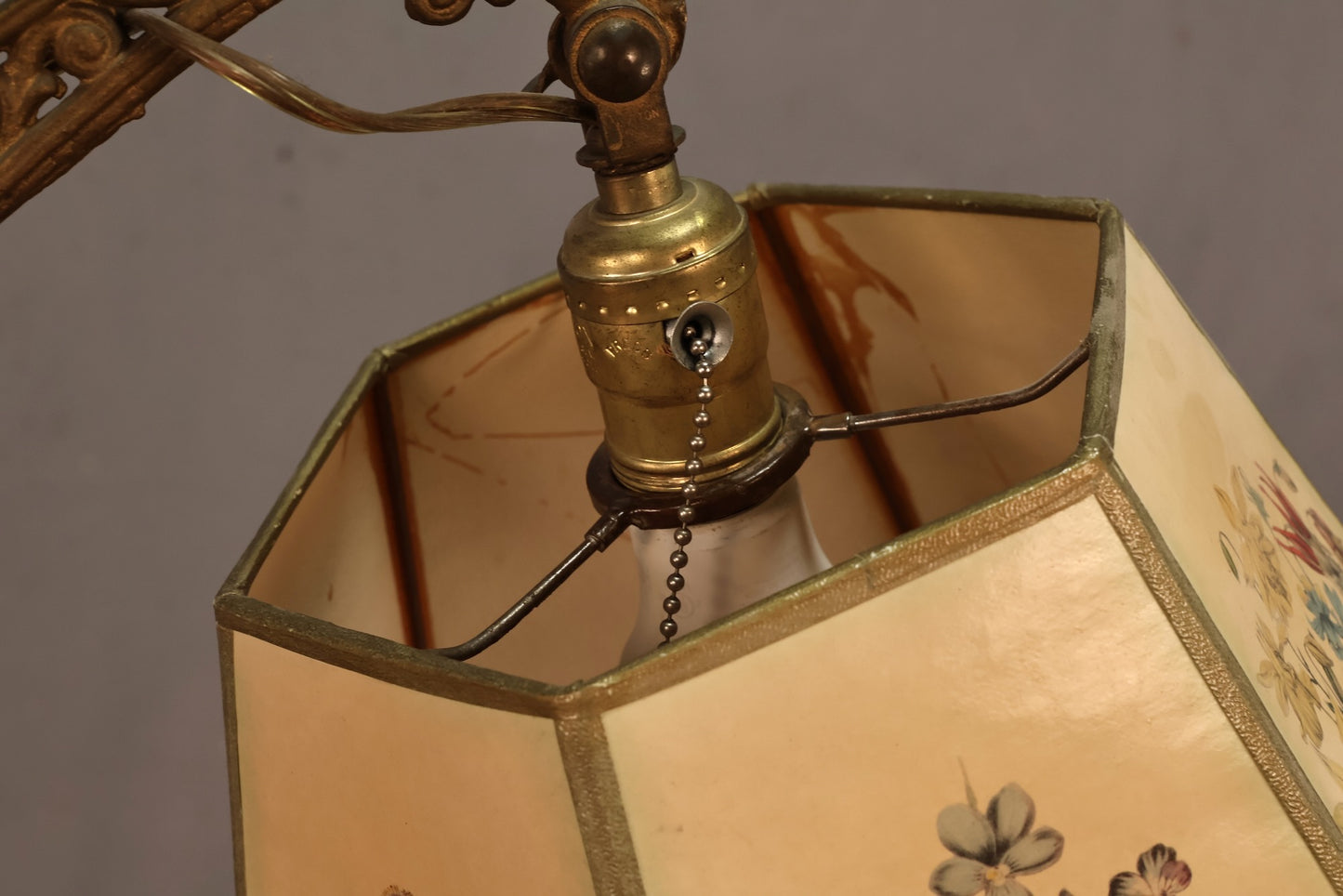 Antique Brass & Jadeite Floor Lamp