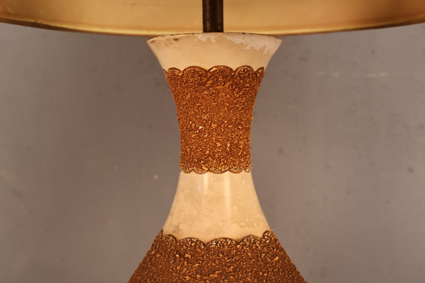 Mid Century Banded Chalkware Table Lamp