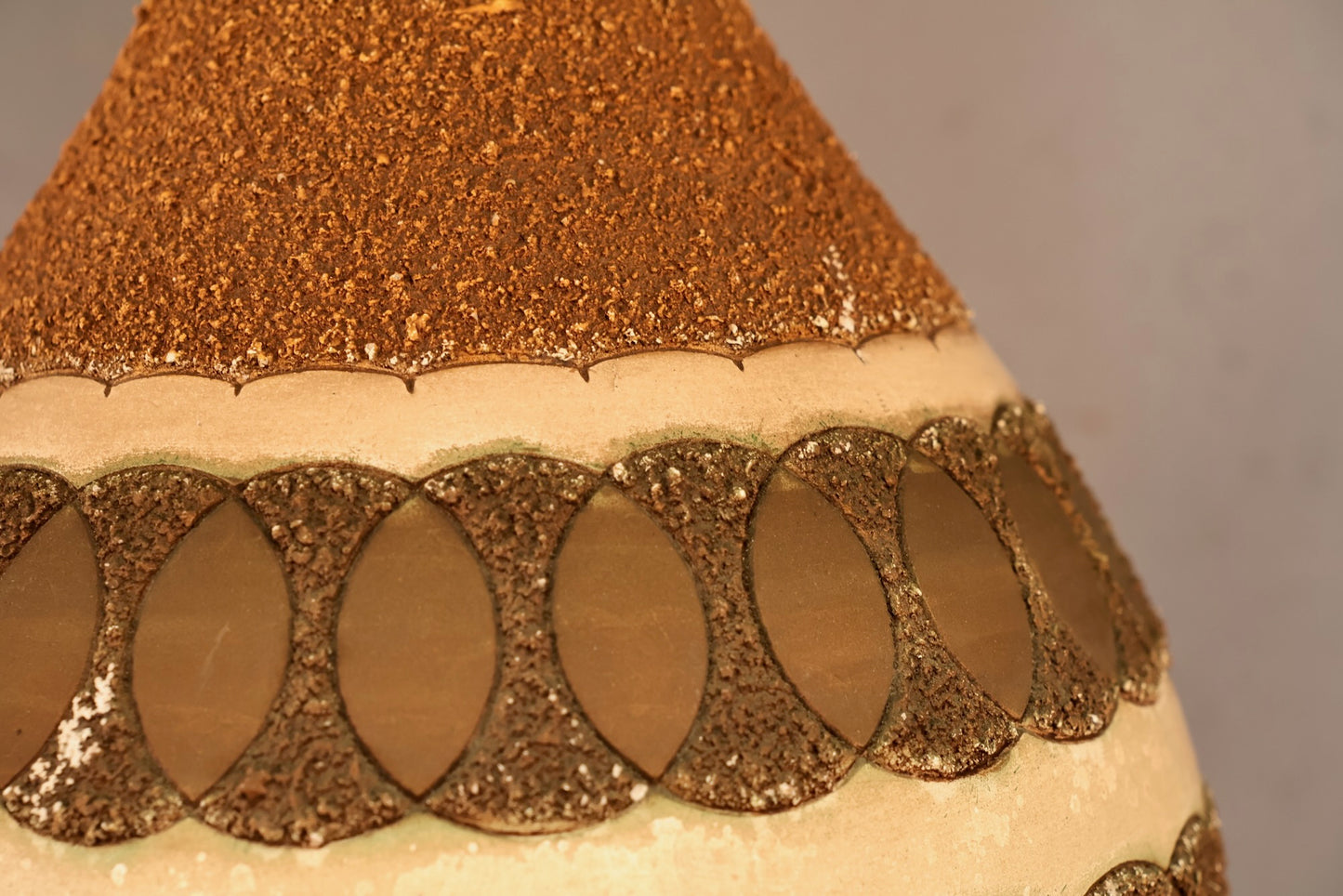 Mid Century Banded Chalkware Table Lamp