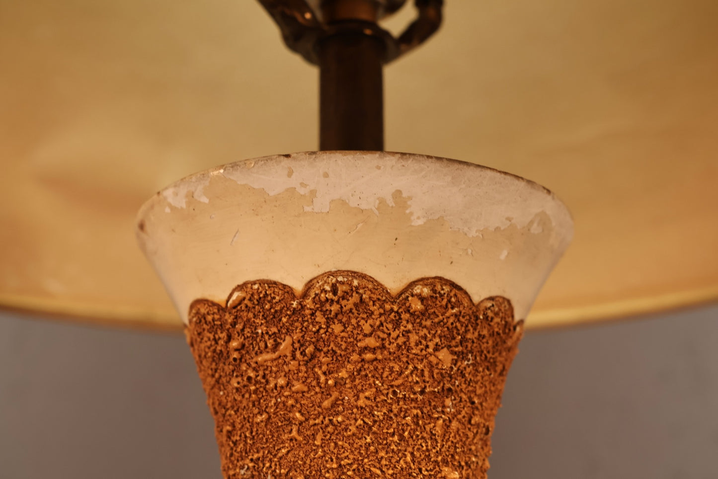 Mid Century Banded Chalkware Table Lamp