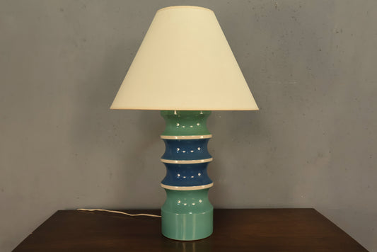 Ridged Aquamarine Ceramic Table Lamp