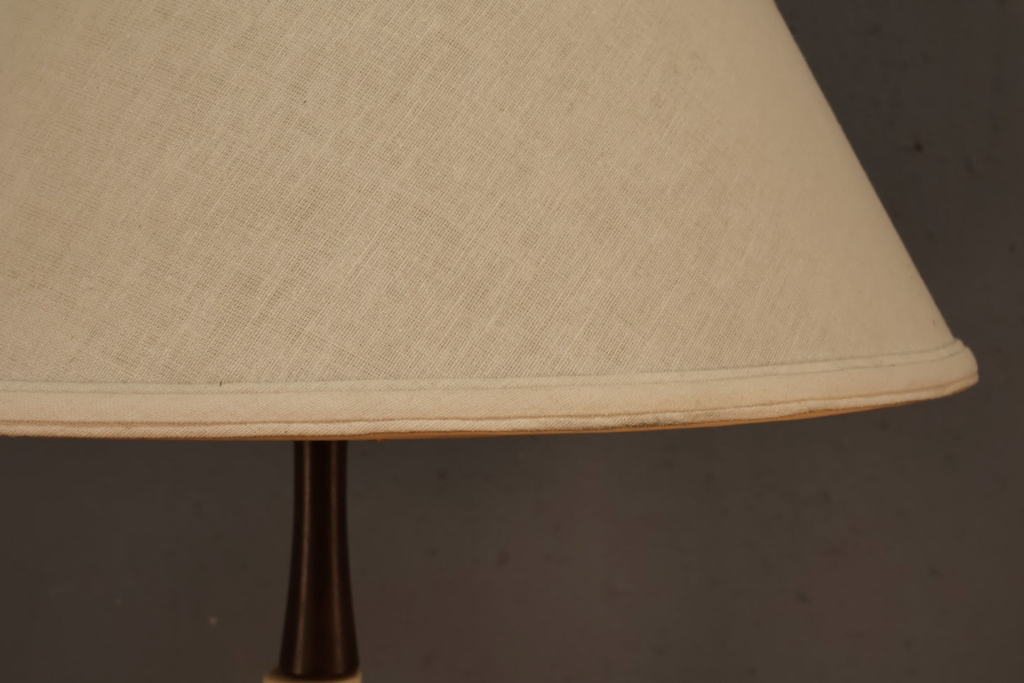 Mid Century Walnut & White Ceramic Table Lamp