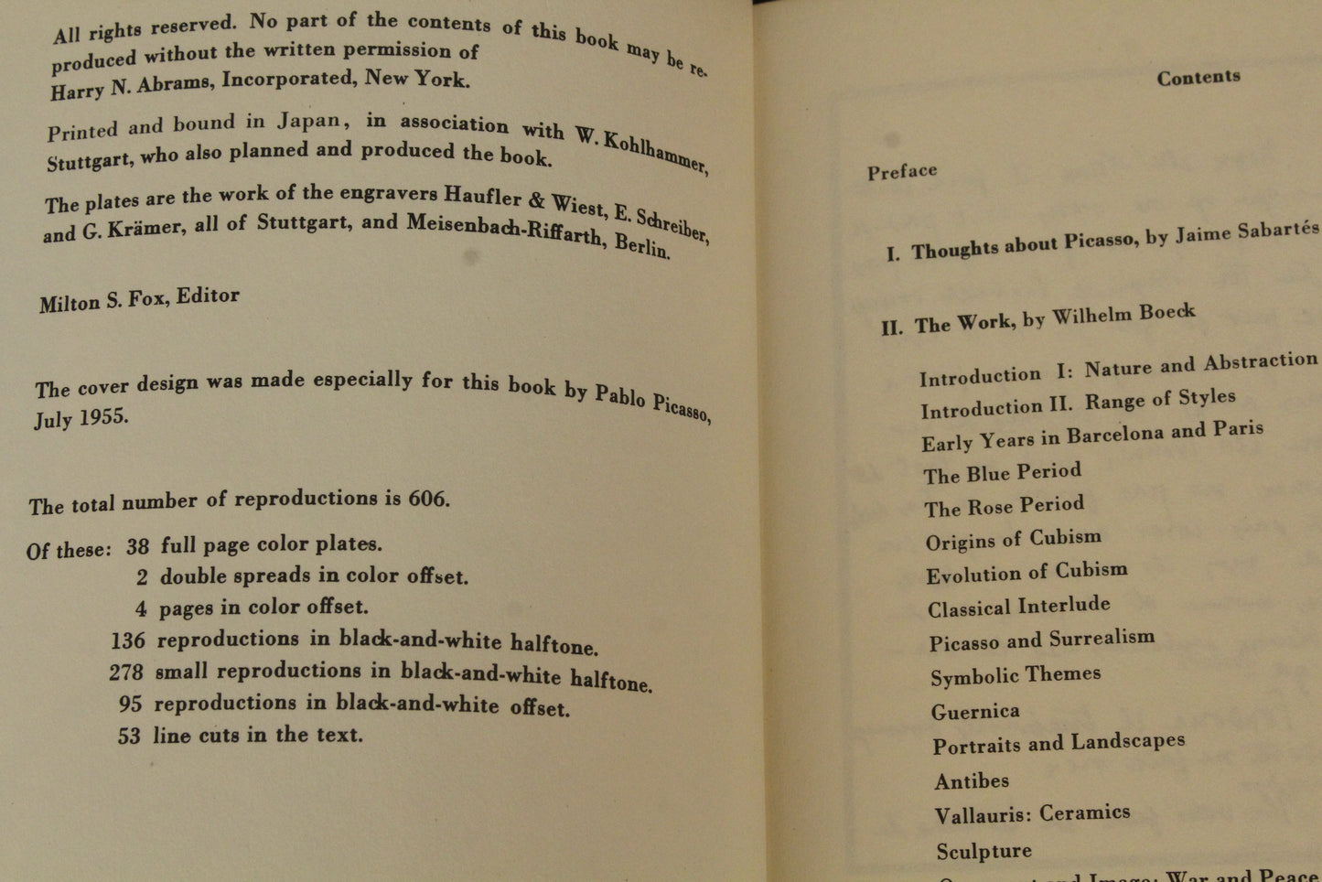 "Pablo Picasso" 1955 Book