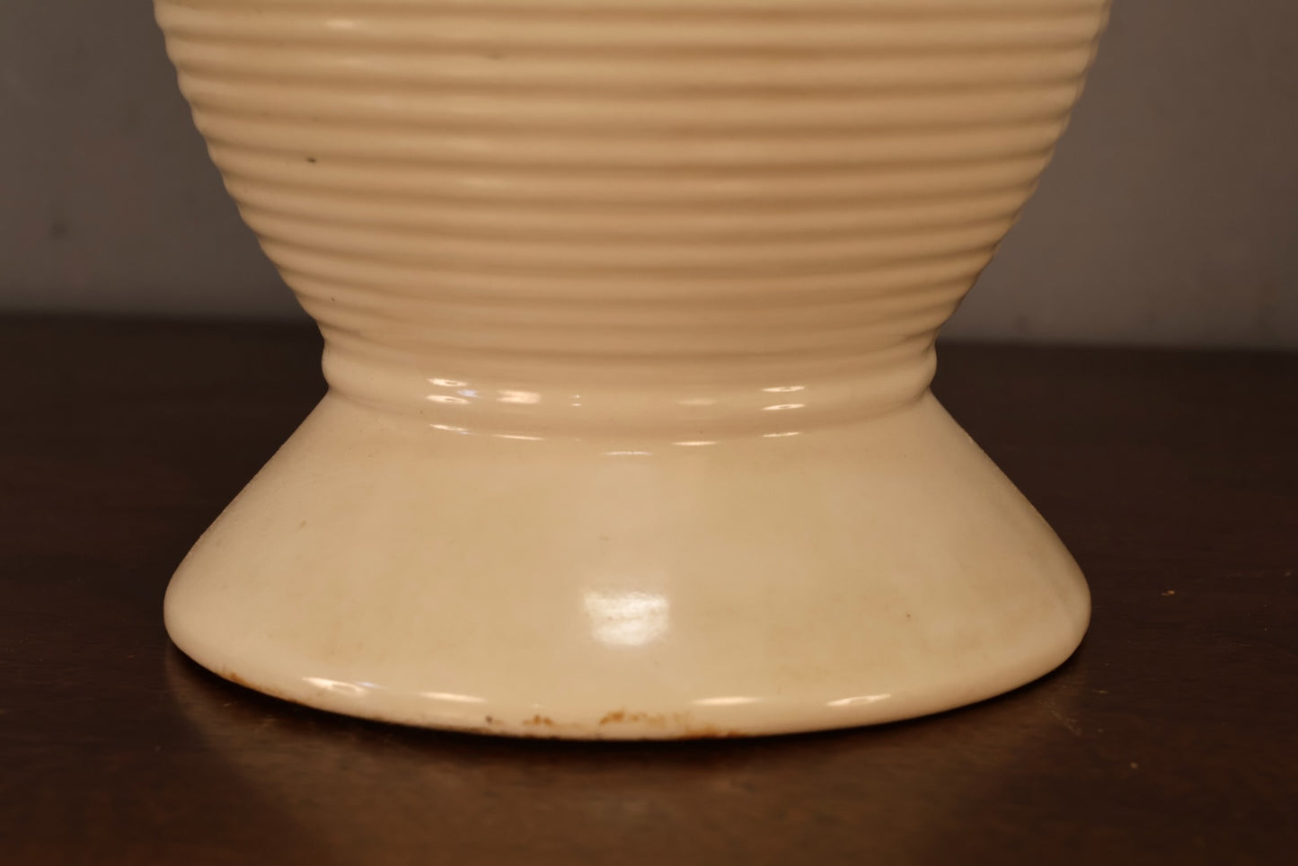 Mid Century Walnut & White Ceramic Table Lamp