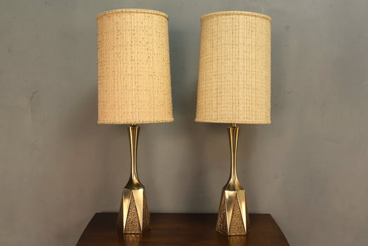 Tall Barr & Weiss Brutalist Brass Table Lamp