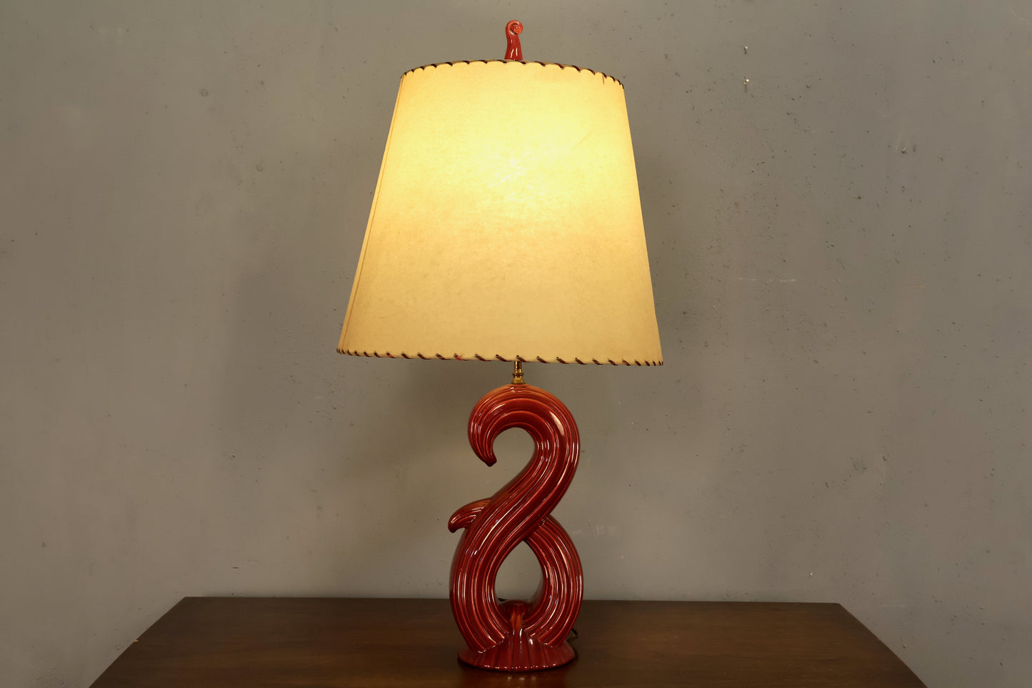 Royal Haeger Scarlet Swirl Table Lamp