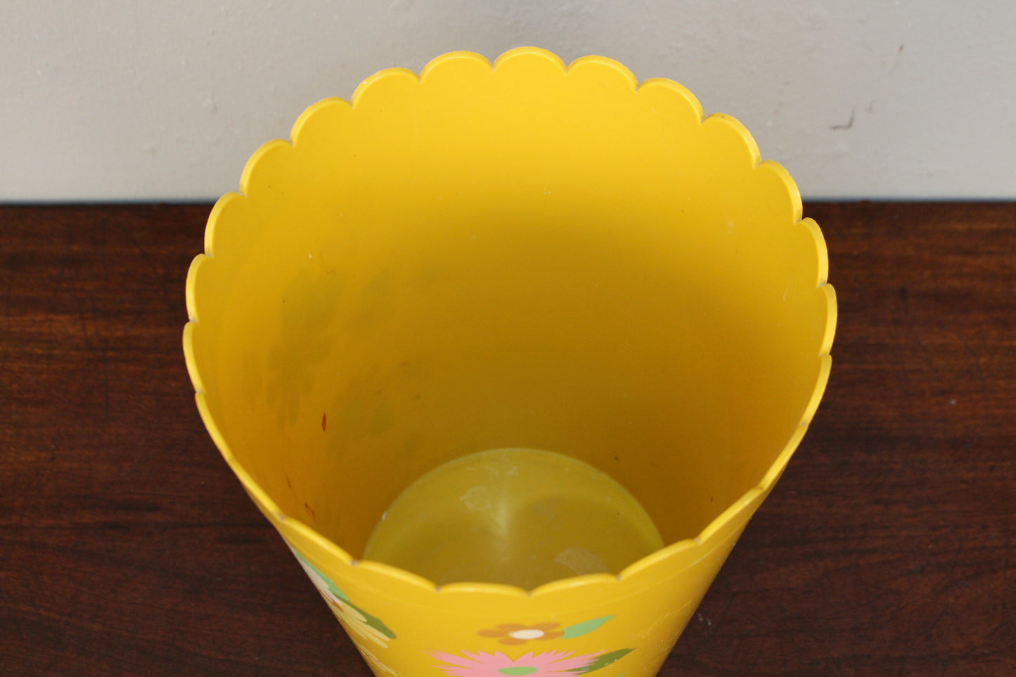 Yellow Floral Wastebasket